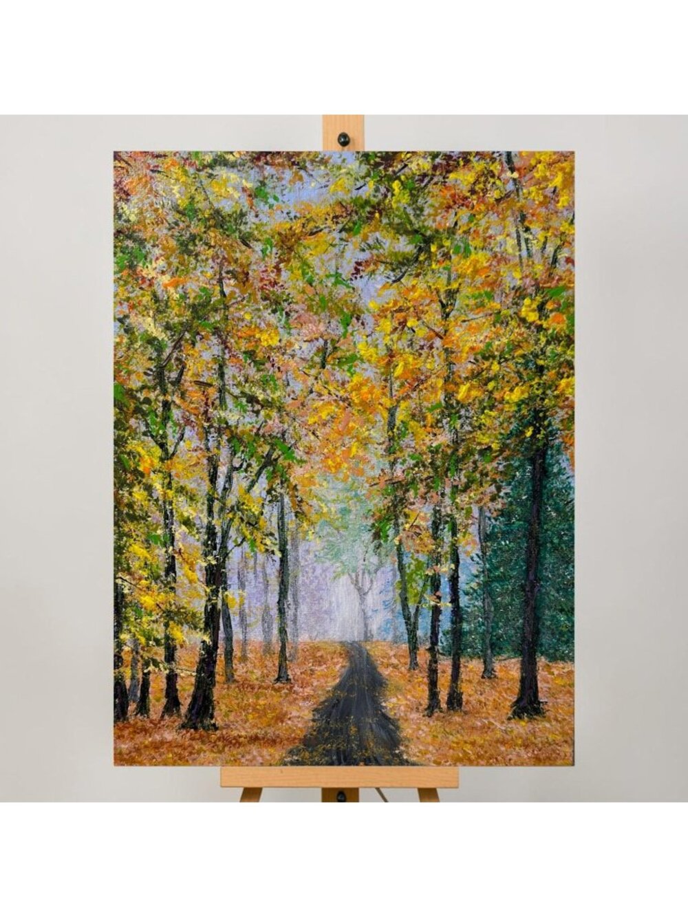 Falling Into Autumn 9x12 Acrylic Painting Fall Theme Landscape Artwork Unframed
